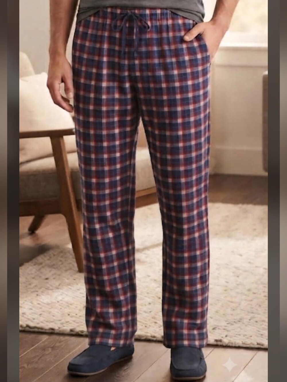 Chaps Men's Red Blue Plaid Soft Flannel Pajama Pants Size Large